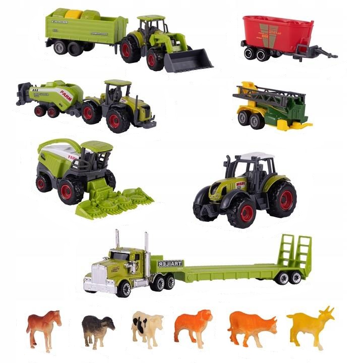 Set de joaca MalPlay Utilaje agricole precum tractoare, combine, camion cu semiremorca si alte accesorii