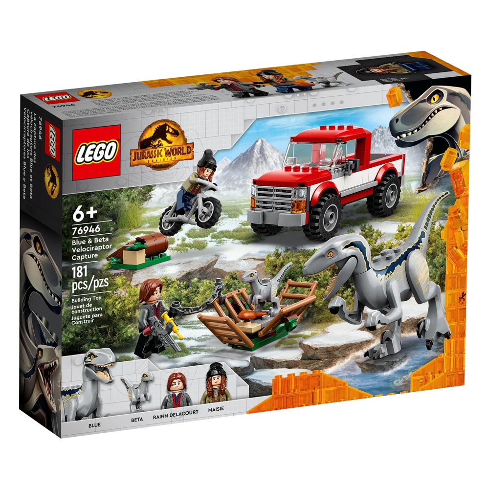 Set de construit LEGO® Jurassic World, Capturarea Velociraptorilor Blue si Beta, 181 piese