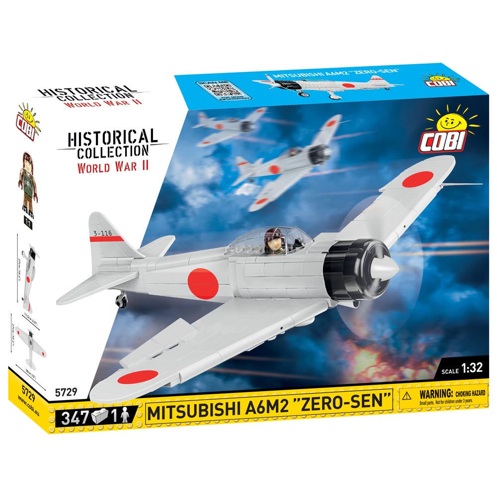 Set de construit Cobi Mitsubishi A6M2 Zero-Sen, colectia Avioane, 5729, 347 piese