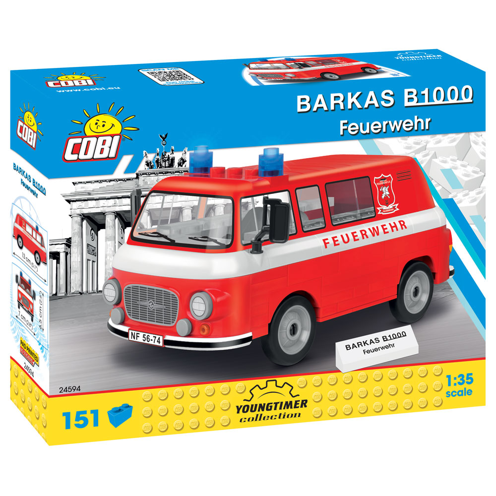 Set de construit Cobi Barkas B 1000 Feuerwehr, colectia Youngtimer, 24594, 151 piese