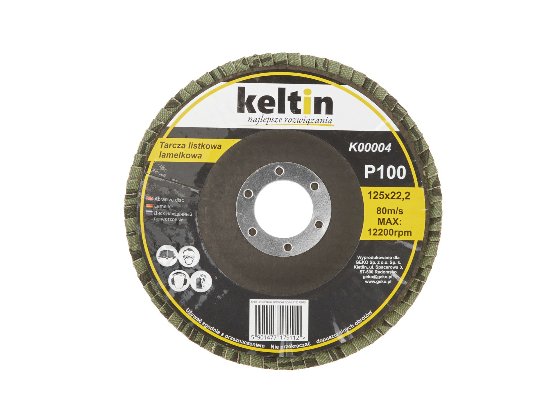 Disc lamelar pentru slefuit, P100, 125 mm, Keltin K00004