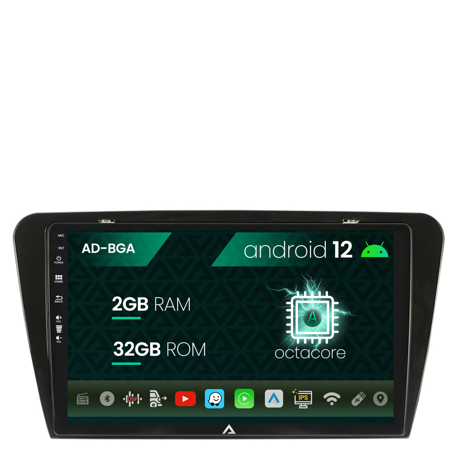Navigatie Skoda Octavia 3 (2013-2018), Android 12, A-Octacore / 2GB RAM + 32GB ROM, 10.1 Inch - AD-BGA10002+AD-BGRKIT026