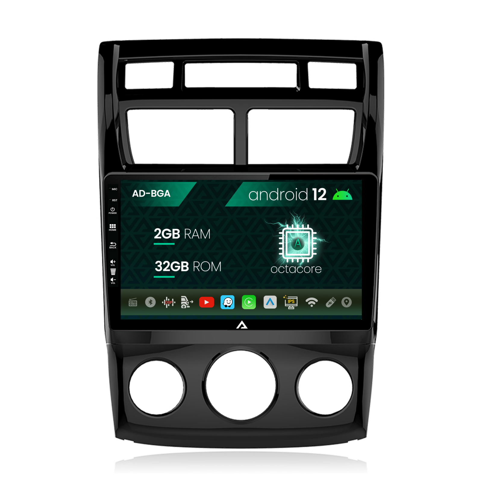 Navigatie Kia Sportage (2005-2010) M/AC, Android 12, A-Octacore / 2GB RAM + 32GB ROM, 9 Inch - AD-BGA9002+AD-BGRKIT148S