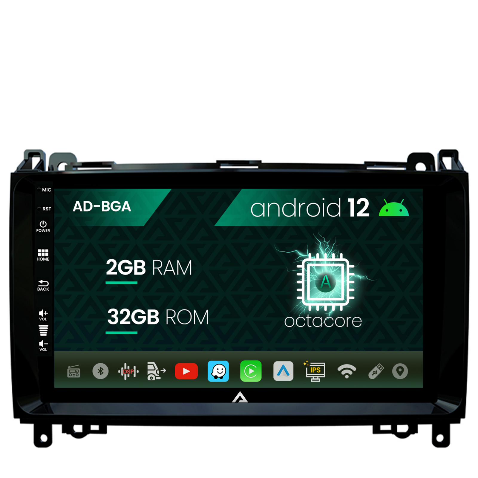 Navigatie Mercedes Benz Sprinter, Viano, Vito, A/B Class, Crafter, Android 12, A-Octacore / 2GB RAM + 32GB ROM, 9 Inch - AD-BGA9002+AD-BGRKIT407