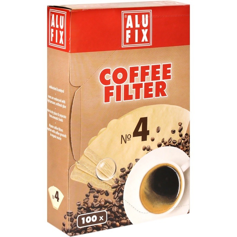 Pachet Filtre Cafea din Hartie Alufix Marimea.4, 100 Bucati