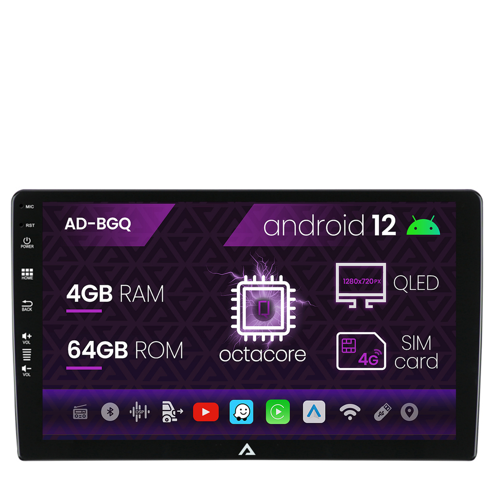 Navigatie All-in-one Universala, Android 12, Q-Octacore / 4GB RAM + 64GB ROM, 10.1 Inch - AD-BGQ10004