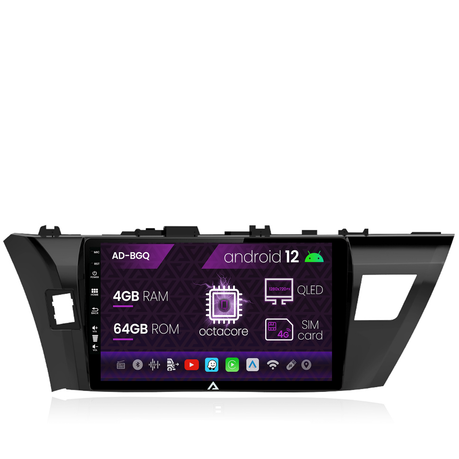 Navigatie Toyota Corolla (2012-2016), Android 12, Q-Octacore / 4GB RAM + 64GB ROM, 10.1 Inch - AD-BGQ10004+AD-BGRKIT058