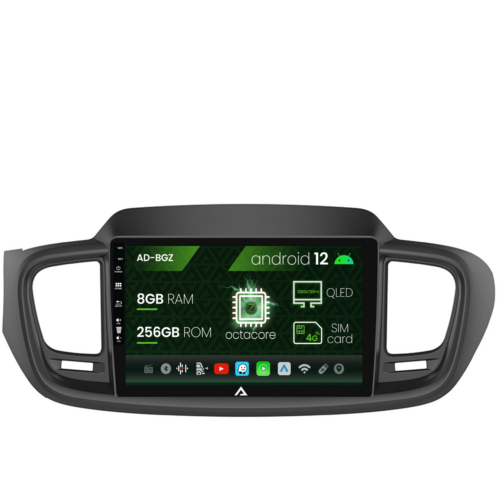 Navigatie Kia Sorento (2014+), Android 12, Z-Octacore / 8GB RAM + 256GB ROM, 10.1 Inch - AD-BGZ10008+AD-BGRKIT184