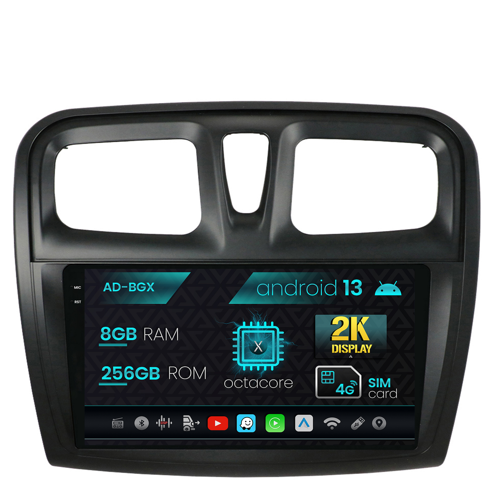Navigatie Dacia Logan / Sandero, Android 13, X-Octacore / 8GB RAM + 256GB ROM, 9.5 Inch - AD-BGX9008+AD-BGRKIT375