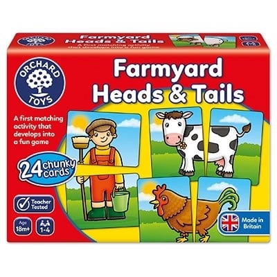 Joc educativ asociere - Prietenii De La Ferma - Farmyard Heads & Tails