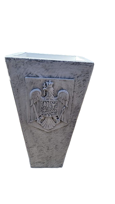 Ghiveci cu stema României, 98cm, culoare gri, material beton c75
