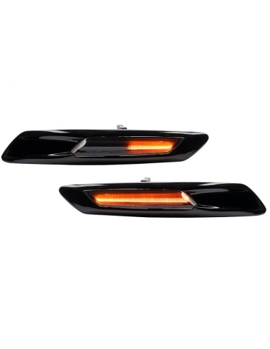 Set 2 Semnalizari Negre Aripa LED Dinamice secventiale cu sticla fumurie pentru BMW F10, F11, F07 fara facelift