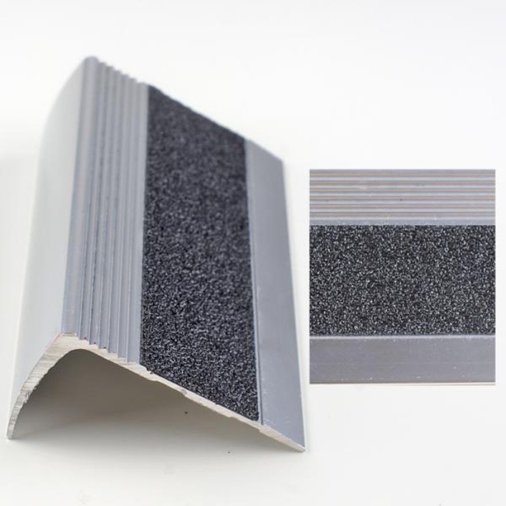 Profile aluminiu pentru treapta Ersin 2853, argintiu, cu banda antiderapanta, 23x53mmx300cm, set 5 buc, cod 42166