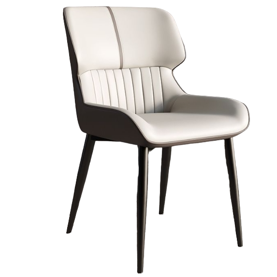 Scaun de sufragerie/dining multi-functional, din piele ecologica, picioare metalice, 84x42x51 cm, alb cu negru, buz