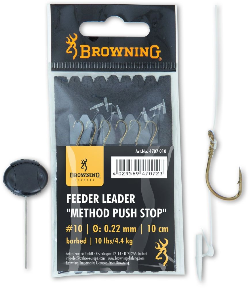 Carlige Legate MMT Browning No.10 10cm 0.22mm Feeder Leader Method Push Stop