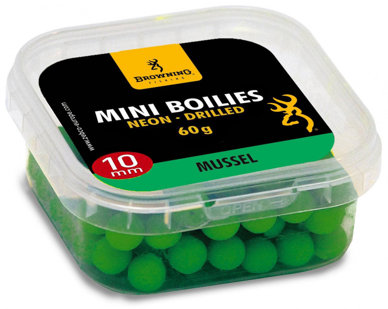 Mini Boilies MMT Browning Neon Pre-drilled Green Mussel 10mm