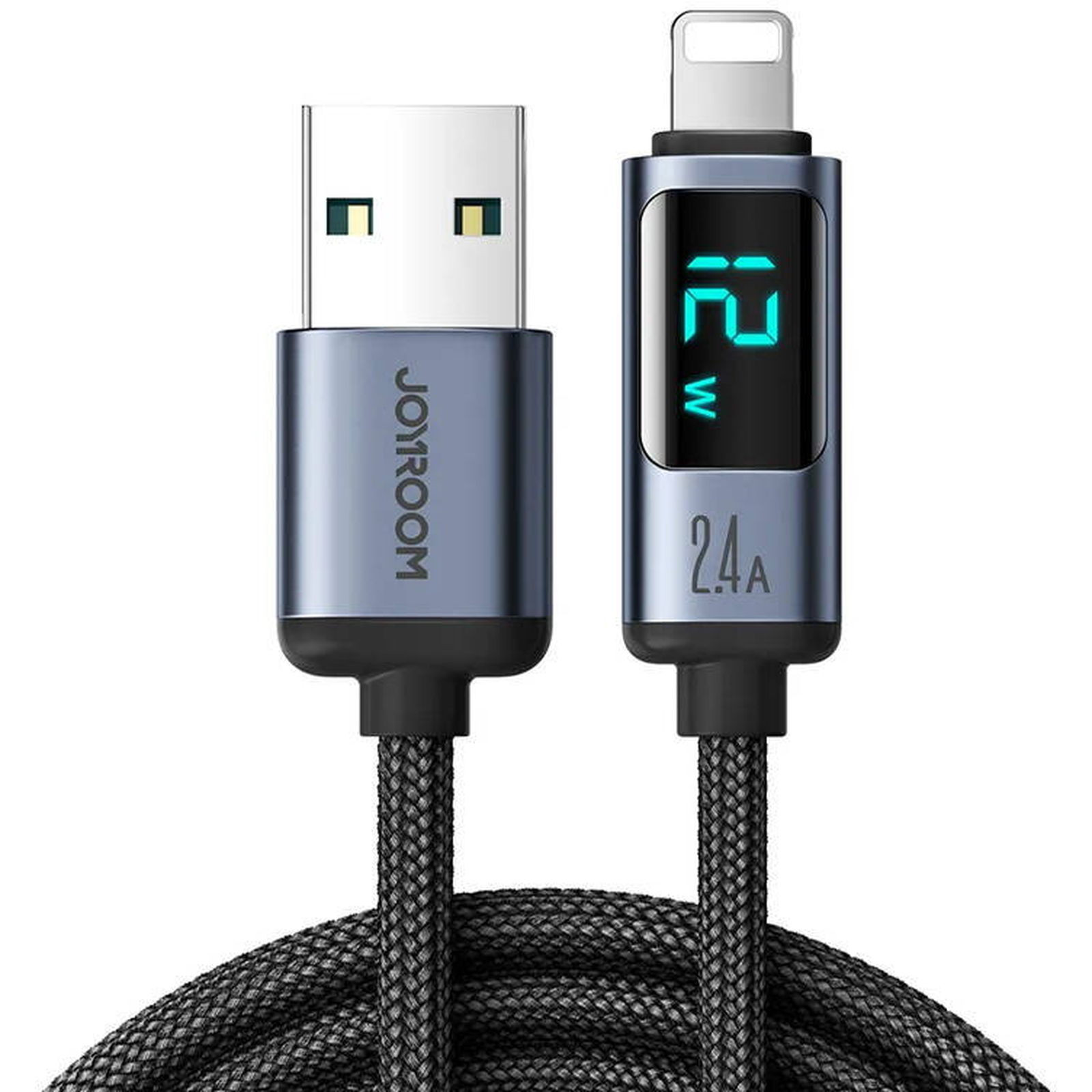 Cablu Date JoyRoom S-AL012A16 USB-A la tip Lightning, Display Digital, 480Mbps, Fast Charge 2.4A, 1.2m, Negru