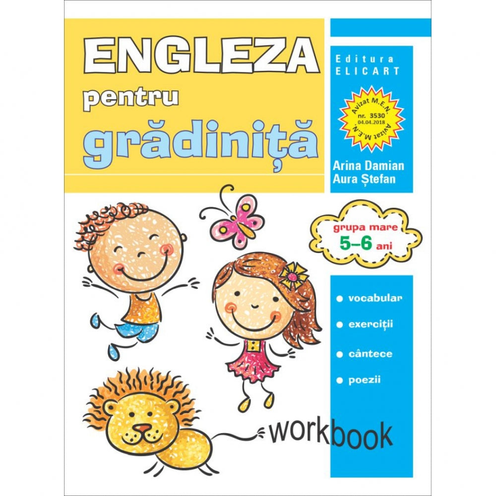 Limba engleza pentru gradinita grupa mare 5-6 ani workbook , autor Arina Damian