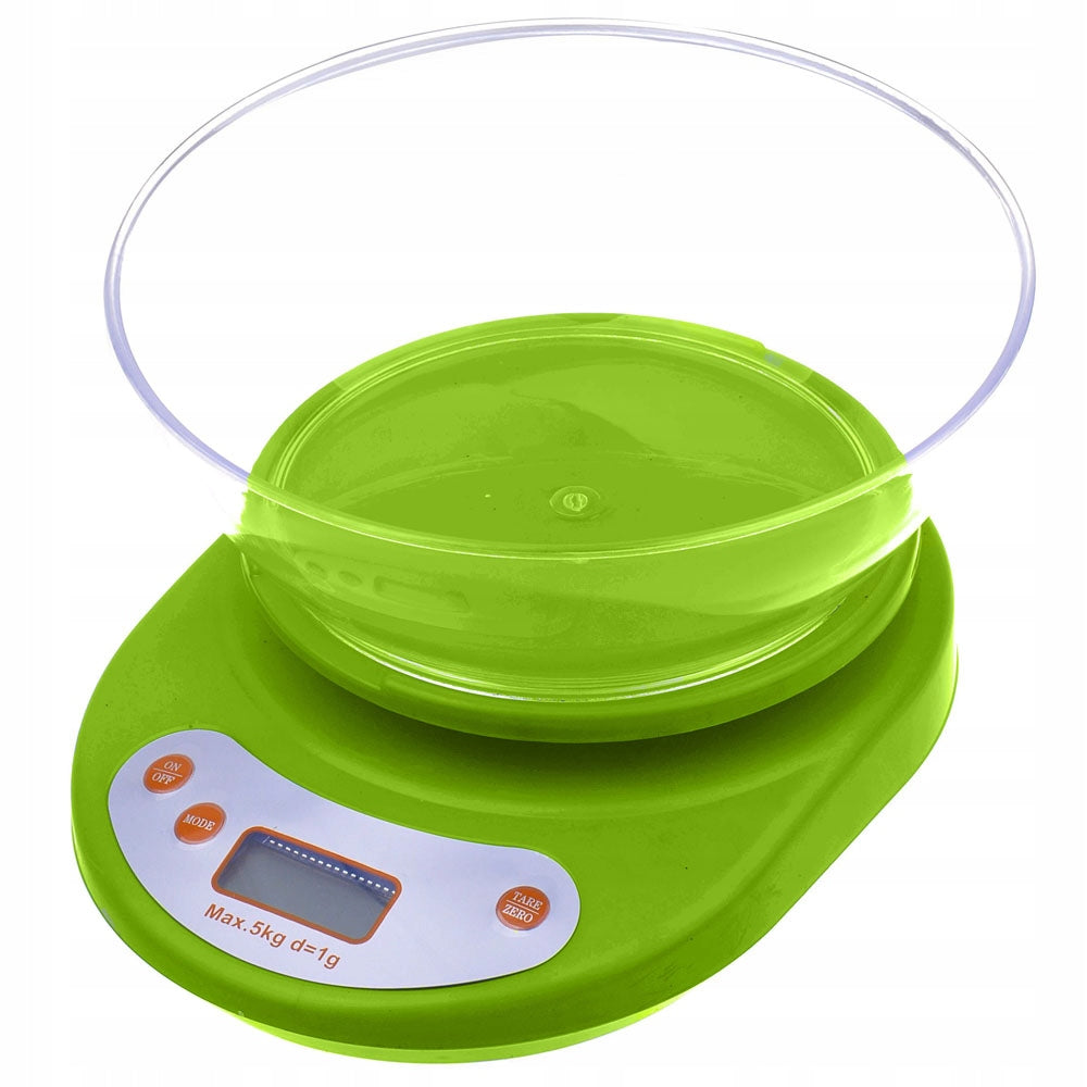 Cantar electronic de bucatarie cu bol inclus si capacitate cantarire 5 kg si acuratete de 1g - Verde