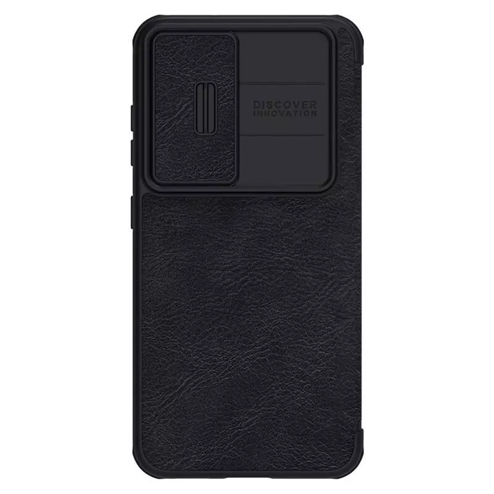 Husa de protectie telefon tip carte din piele ecologica Lether Case compatibila cu Samsung Galaxy S23, Negru - ES02056