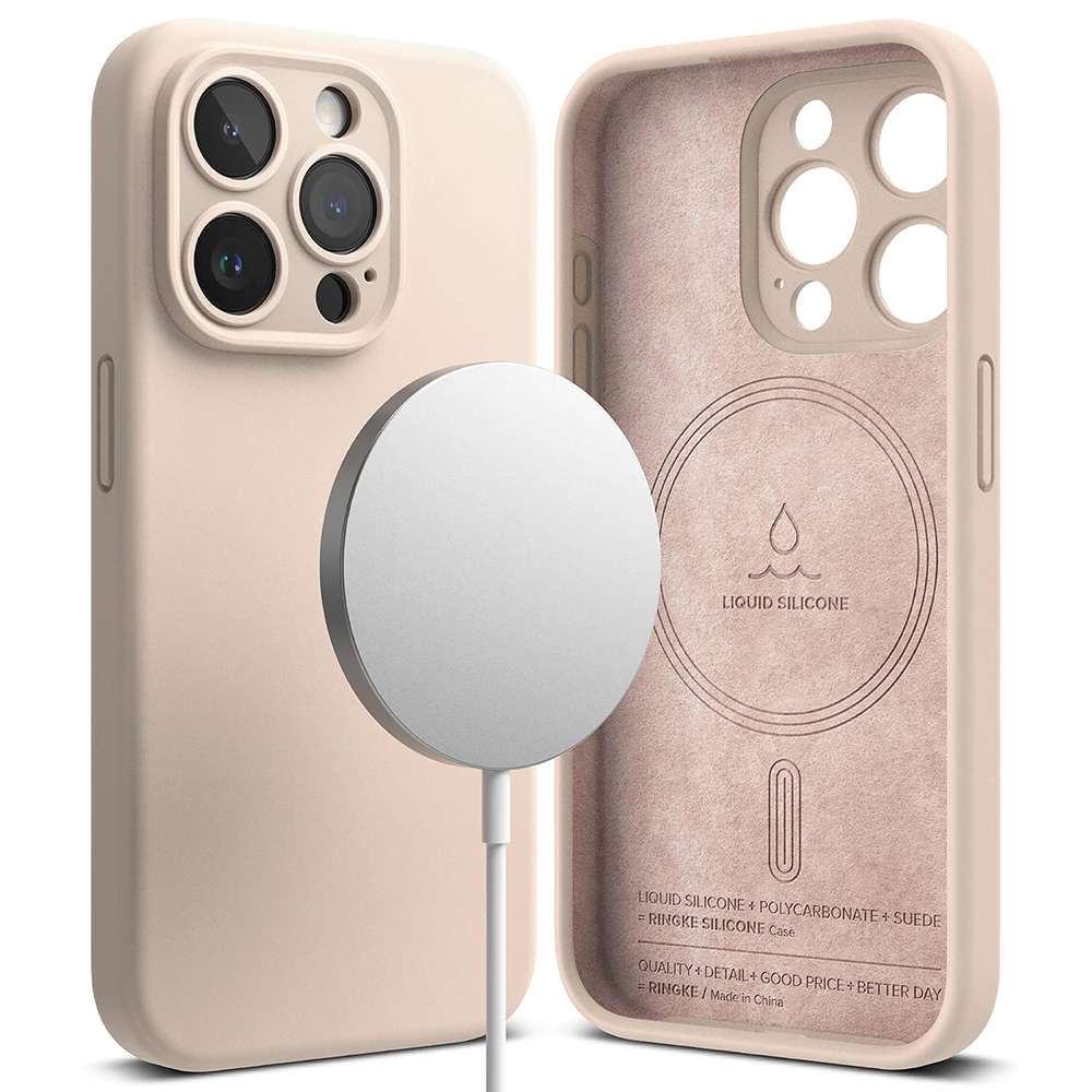 Husa de protectie telefon Silicone Magnetic compatibila cu iPhone 15 Pro, Roz - ES02101