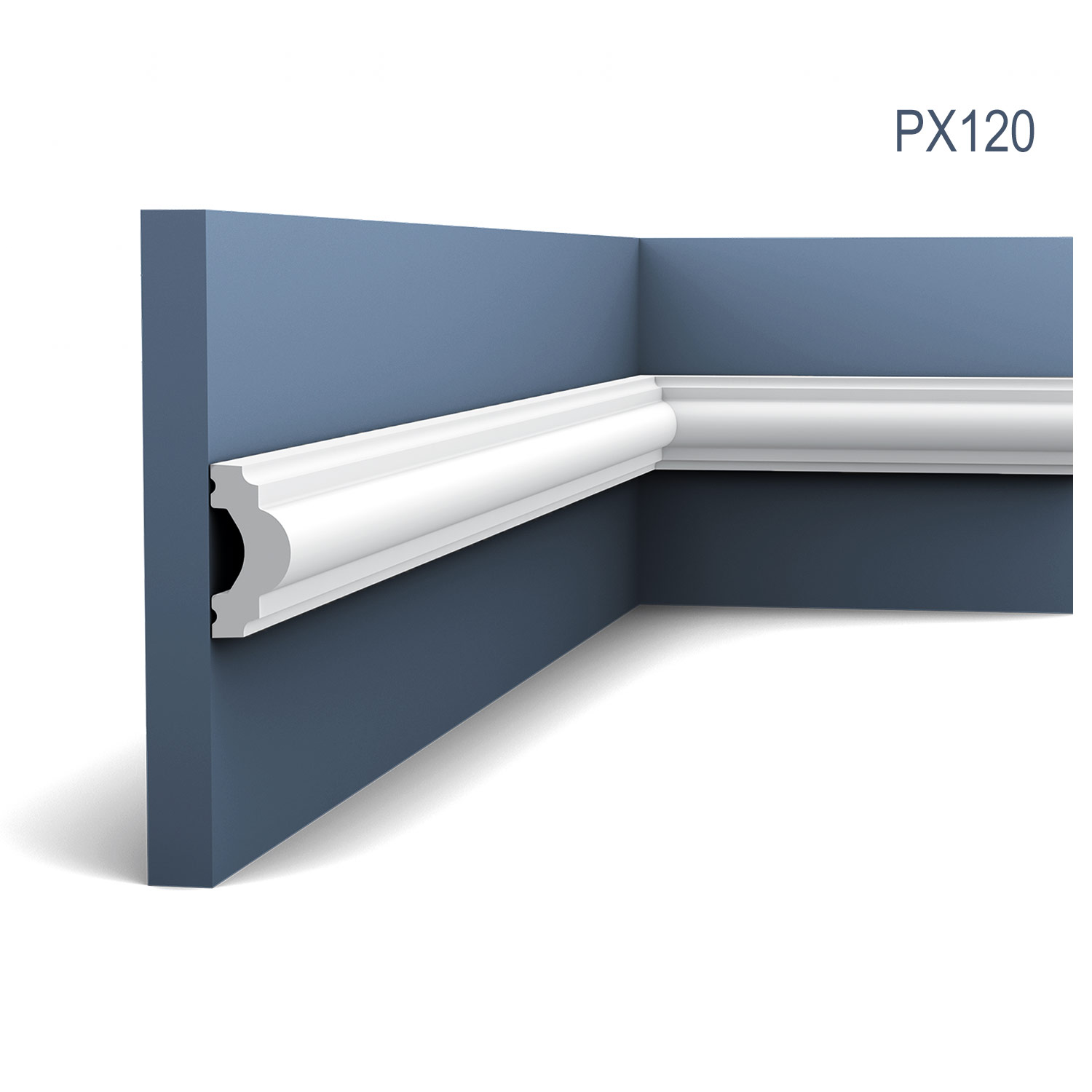 Brau intermediar PX120, profil decorativ multifunctional, pentru perete, alba, vopsibila, rigida, calitate excelenta, Belgia, din Duropolymer®, L 200 x H 4 x W 2 cm