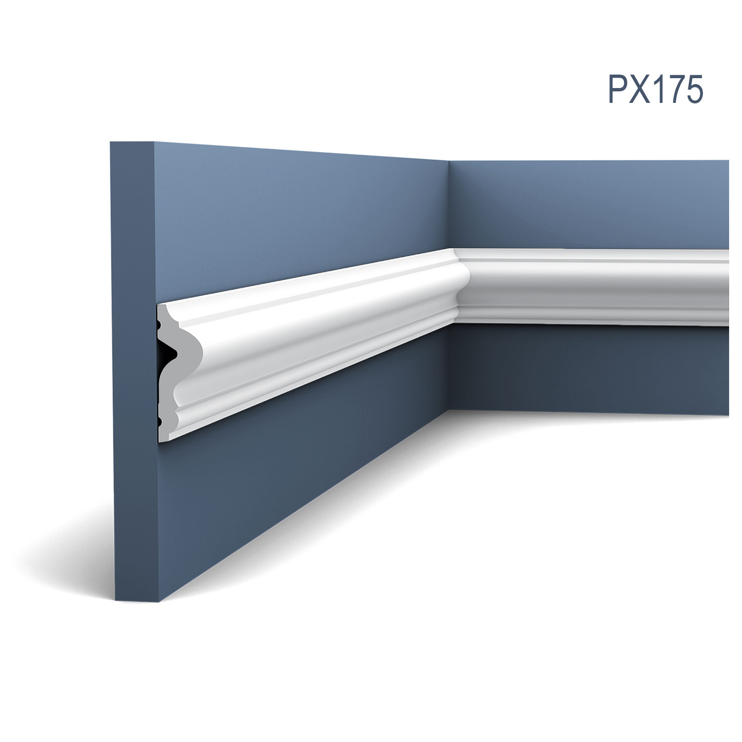 Brau intermediar PX175, profil decorativ multifunctional, pentru perete, alba, vopsibila, rigida, calitate excelenta, Belgia, din Duropolymer®, L 200 x H 5 x L 1,7 cm