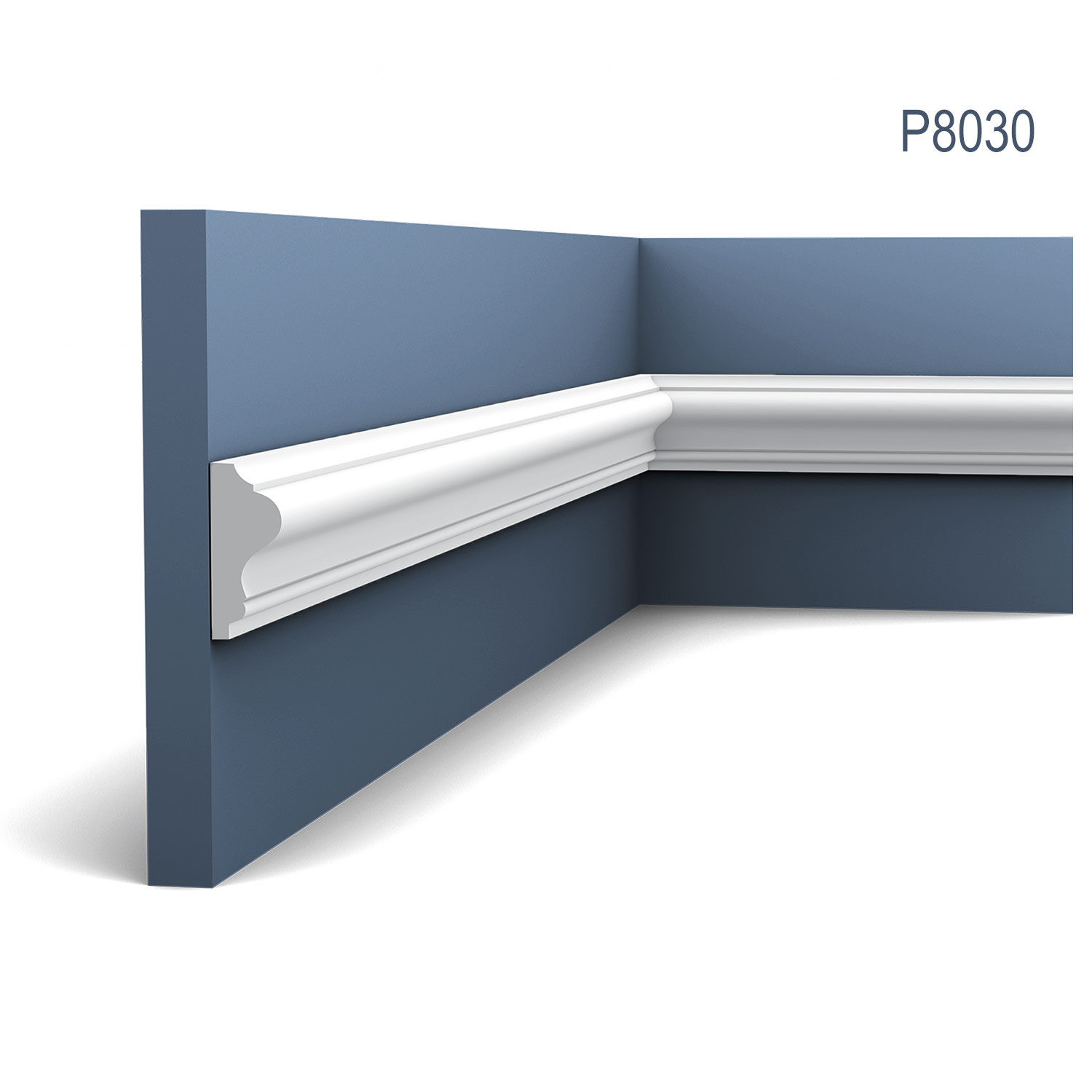 Brau intermediar P8030, profil decorativ multifunctional, pentru perete, alba, vopsibila, rigida, calitate excelenta, Belgia, din Poliuretan rigid, L 200 x H 4.1 x W 1.7 cm