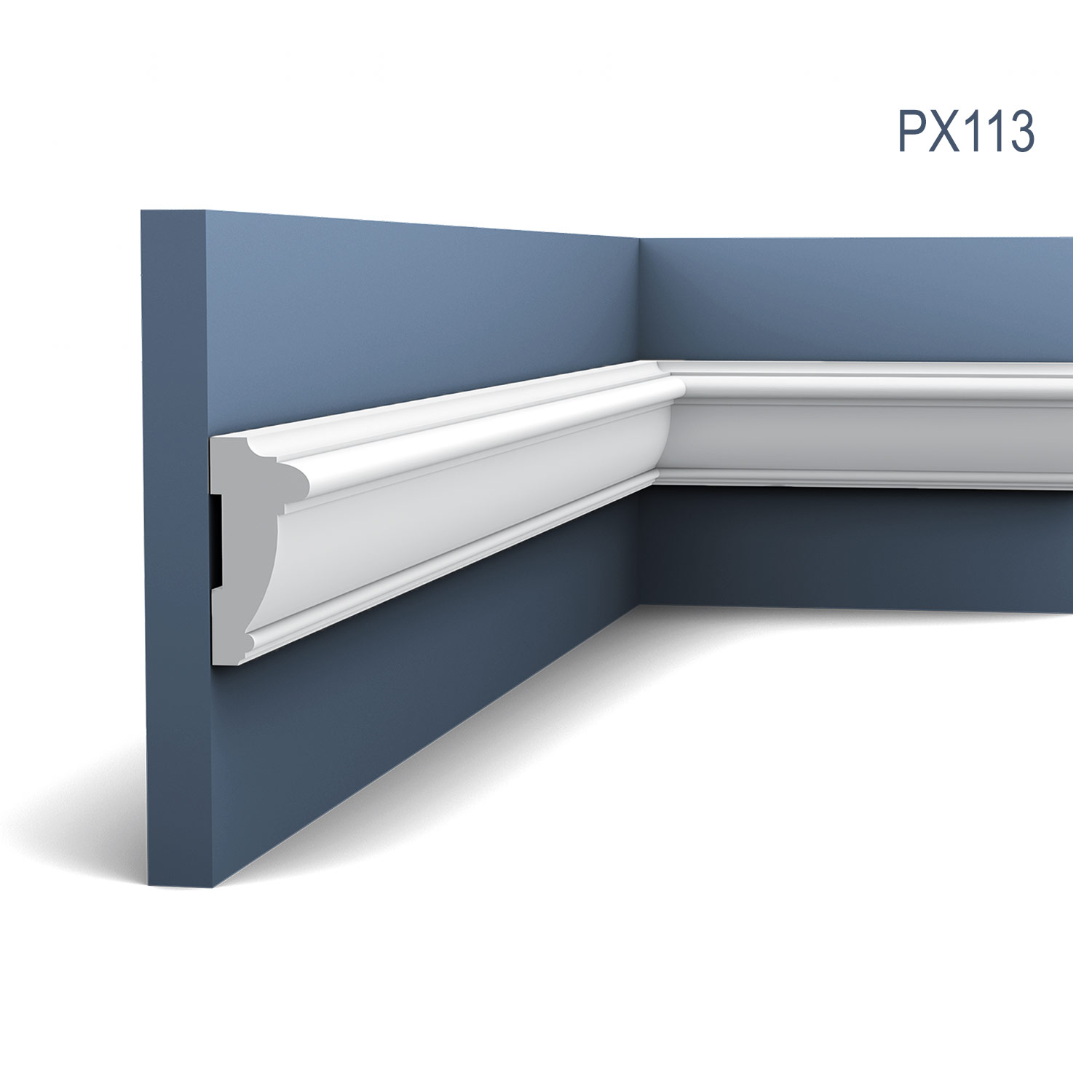 Brau intermediar PX113, profil decorativ multifunctional, pentru perete, alba, vopsibila, rigida, calitate excelenta, Belgia, din Duropolimer, L 200 x H 6 x L 2,7 cm
