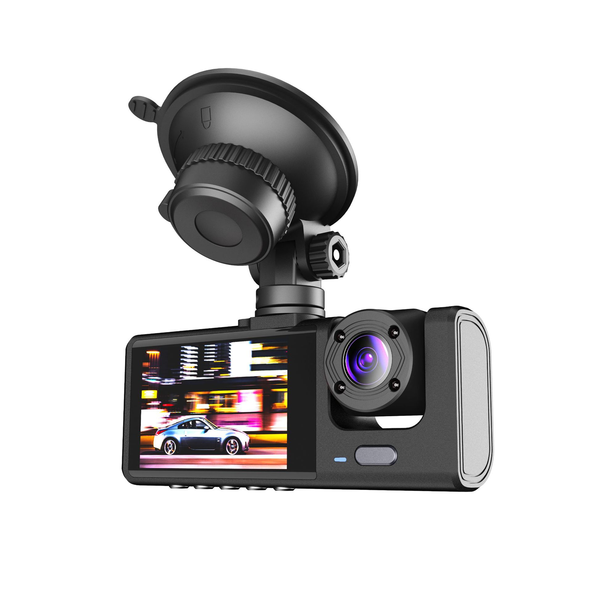 Camera Auto De Bord DVR BLEKSY® Full HD 1080P, Lentila Frontala si Interioara, Camp Vizual de 170 Grade, Night Vision, Inregistrare in Bucla Looping, G-senzor, Detectare Miscare, Monitorizare Parcare, Negru, 2 Lentile de Monitorizare