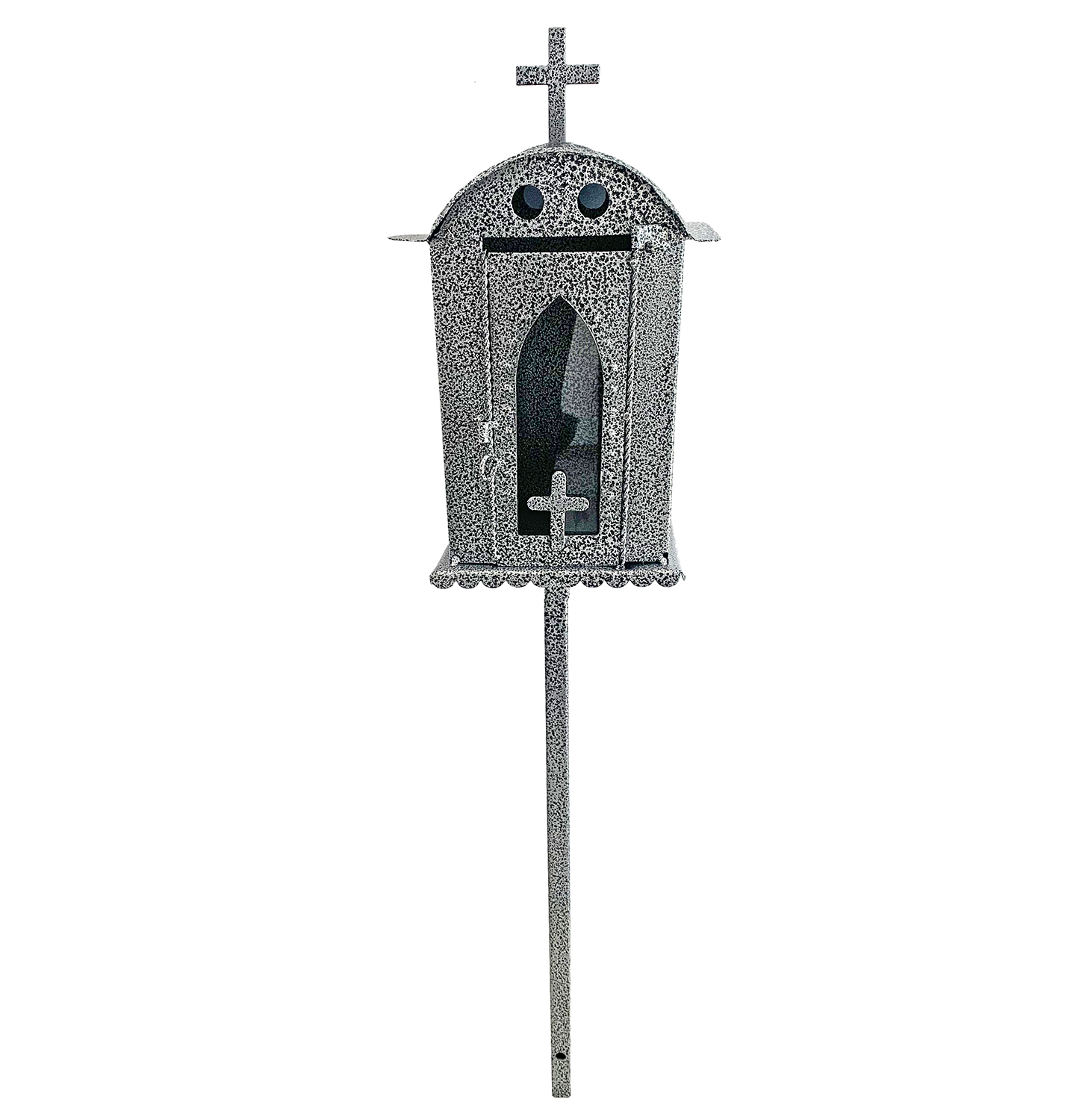 Felinar metalic pentru cimitir, Grs, F04, vopsit electrostatic, Gri granit, cu picior, 95x21 cm