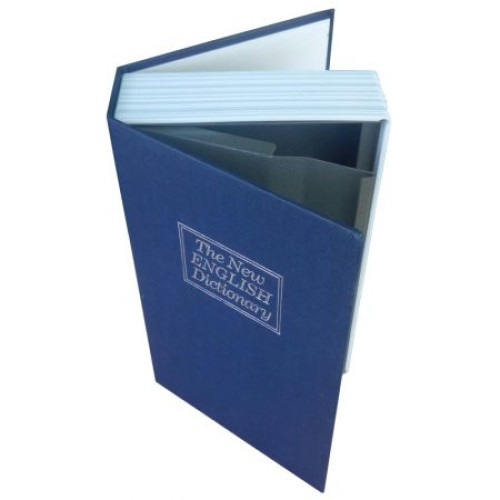 Seif cu Cheie tip Dictionar Englezesc, Bigshot, Metalic, Cutie Secreta, 115 x 55 x 180 mm, Albastru